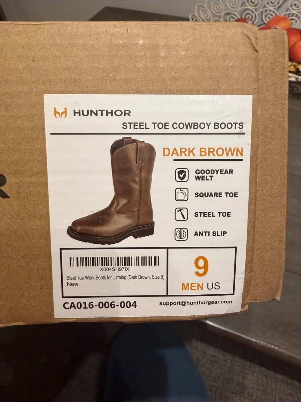 Men's Brown Leather Pull-On Work Boots